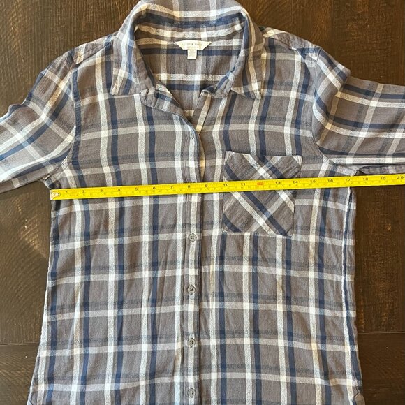 Lucky Brand Gray Blue Plaid Button Front Shirt Size Small - Picture 5 of 5